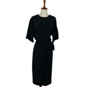 Vintage 80s‎ 90s Dress Women’s 10 Black Short Sleeve Crew Neck Blouson Sheath